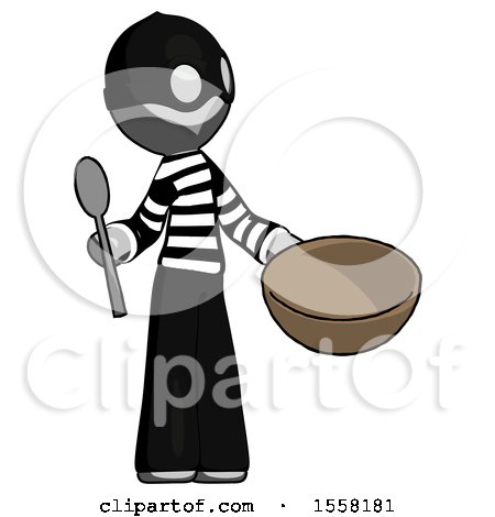Gray Thief Man with Empty Bowl and Spoon Ready to Make Something by Leo Blanchette