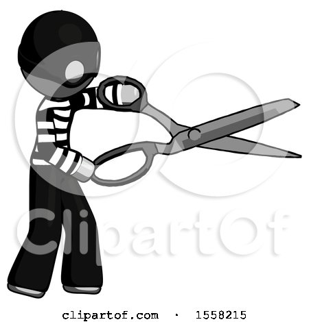 Gray Thief Man Holding Giant Scissors Cutting out Something by Leo Blanchette