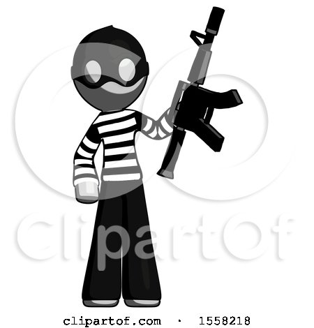 Gray Thief Man Holding Automatic Gun by Leo Blanchette