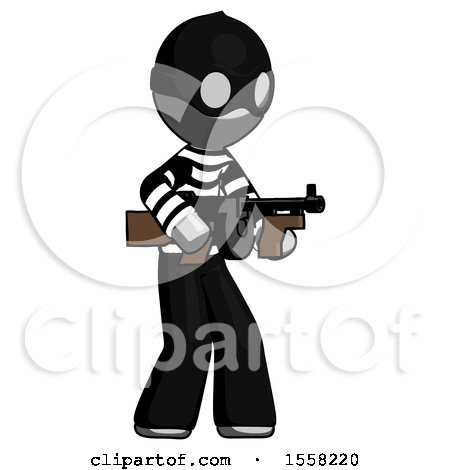 Gray Thief Man Tommy Gun Gangster Shooting Pose by Leo Blanchette
