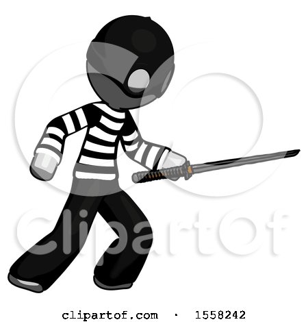 Gray Thief Man Stabbing with Ninja Sword Katana by Leo Blanchette