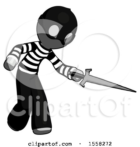 Gray Thief Man Sword Pose Stabbing or Jabbing by Leo Blanchette