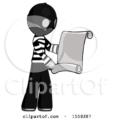 Gray Thief Man Holding Blueprints or Scroll by Leo Blanchette