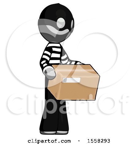 Gray Thief Man Holding Package to Send or Recieve in Mail by Leo Blanchette