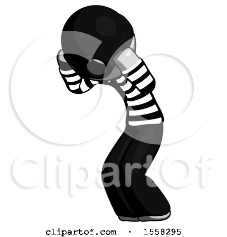 Gray Thief Man with Headache or Covering Ears Turned to His Left by Leo Blanchette