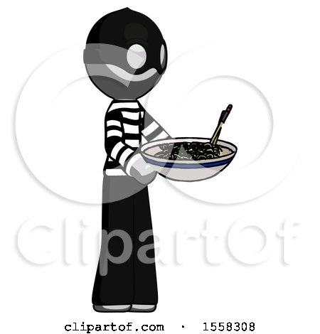 Gray Thief Man Holding Noodles Offering to Viewer by Leo Blanchette