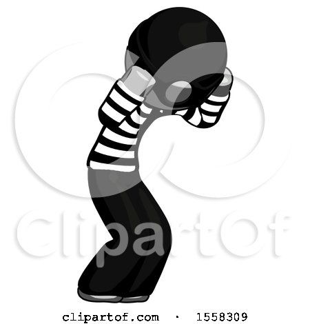 Gray Thief Man with Headache or Covering Ears Turned to His Right by Leo Blanchette