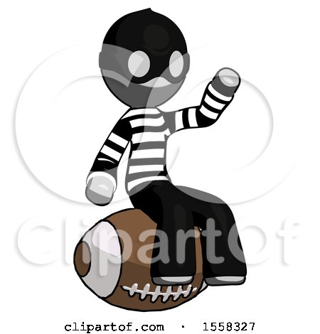 Gray Thief Man Sitting on Giant Football by Leo Blanchette