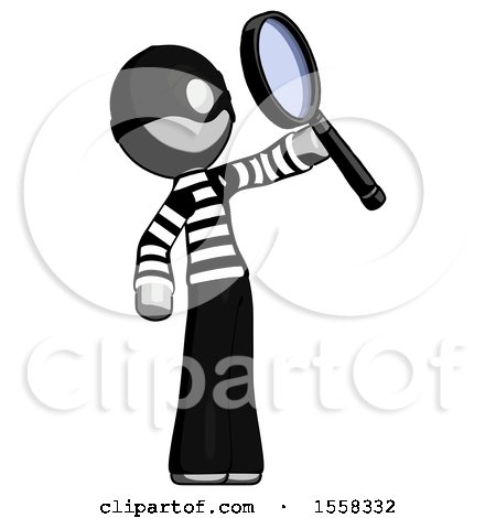 Gray Thief Man Inspecting with Large Magnifying Glass Facing up by Leo Blanchette