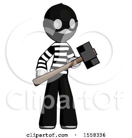 Gray Thief Man with Sledgehammer Standing Ready to Work or Defend by Leo Blanchette