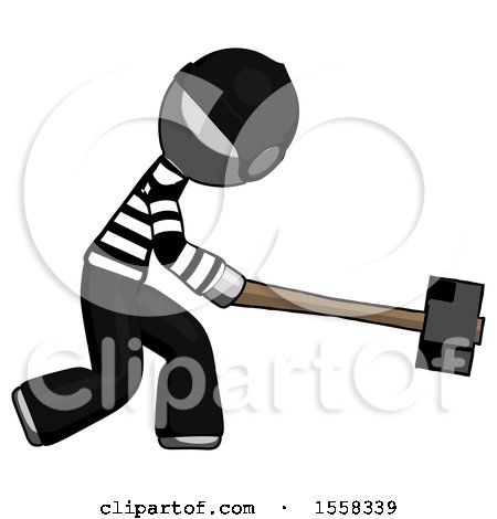 Gray Thief Man Hitting with Sledgehammer, or Smashing Something by Leo Blanchette