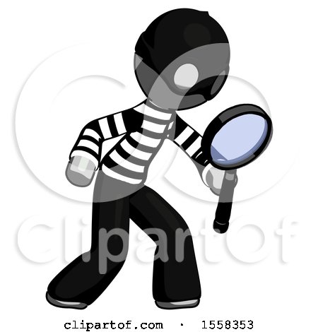 Gray Thief Man Inspecting with Large Magnifying Glass Right by Leo Blanchette