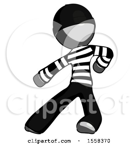 Gray Thief Man Karate Defense Pose Left by Leo Blanchette