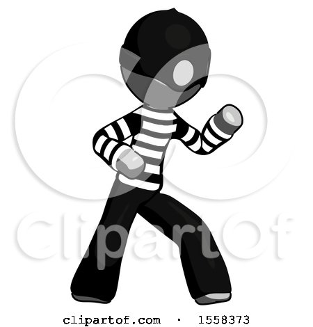 Gray Thief Man Martial Arts Defense Pose Right by Leo Blanchette