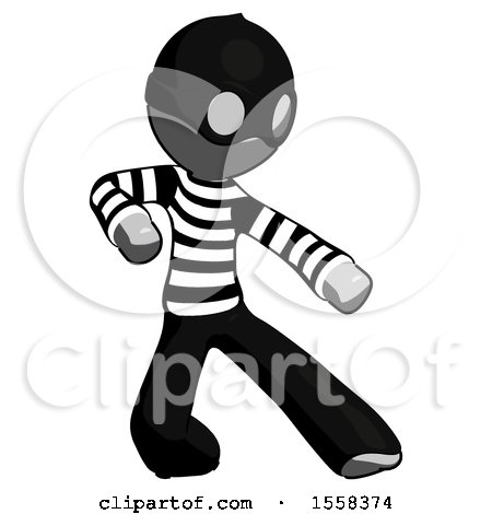 Gray Thief Man Karate Defense Pose Right by Leo Blanchette