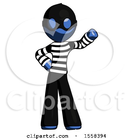 Blue Thief Man Waving Left Arm with Hand on Hip by Leo Blanchette