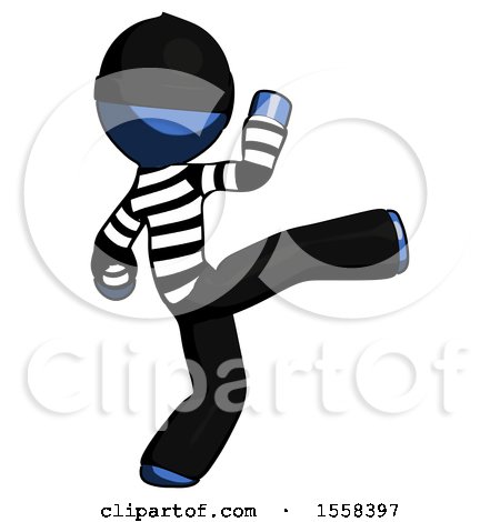 Blue Thief Man Kick Pose by Leo Blanchette