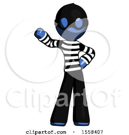 Blue Thief Man Waving Right Arm with Hand on Hip by Leo Blanchette