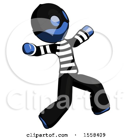 Blue Thief Man Running Away in Hysterical Panic Direction Right by Leo Blanchette