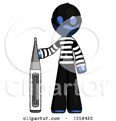 Blue Thief Man Standing with Large Thermometer by Leo Blanchette
