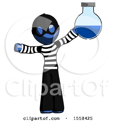 Blue Thief Man Holding Large Round Flask or Beaker by Leo Blanchette