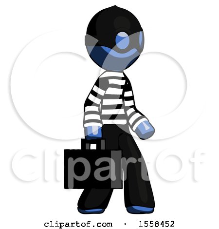 Blue Thief Man Walking with Briefcase to the Right by Leo Blanchette