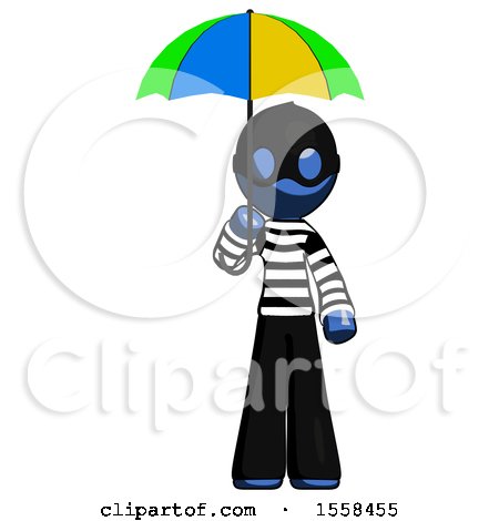 Blue Thief Man Holding Umbrella Rainbow Colored by Leo Blanchette