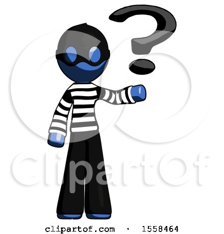 Blue Thief Man Holding Question Mark to Right by Leo Blanchette