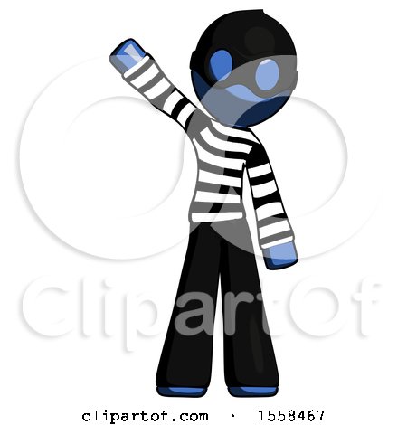 Blue Thief Man Waving Emphatically with Right Arm by Leo Blanchette