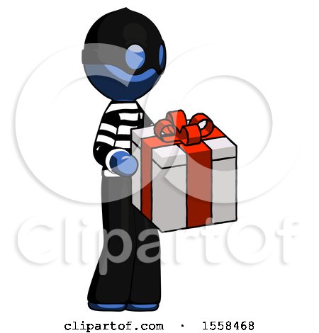 Blue Thief Man Giving a Present by Leo Blanchette