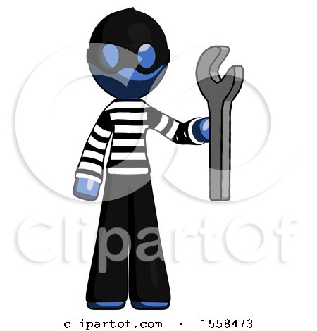 Blue Thief Man Holding Wrench Ready to Repair or Work by Leo Blanchette