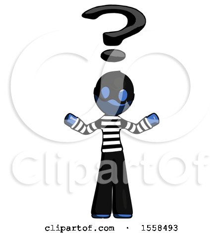 Blue Thief Man with Question Mark Above Head, Confused by Leo Blanchette