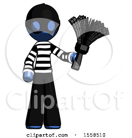 Blue Thief Man Holding Feather Duster Facing Forward by Leo Blanchette