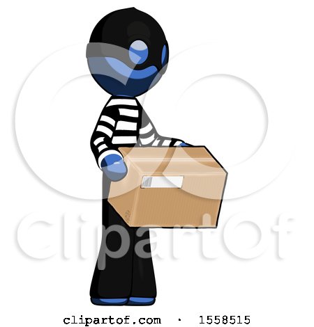 Blue Thief Man Holding Package to Send or Recieve in Mail by Leo Blanchette