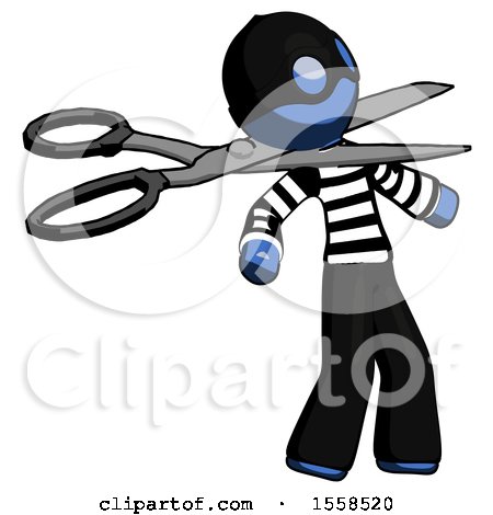 Blue Thief Man Scissor Beheading Office Worker Execution by Leo Blanchette