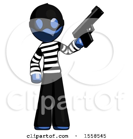 Blue Thief Man Holding Handgun by Leo Blanchette
