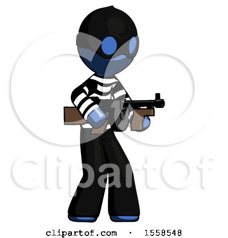 Blue Thief Man Tommy Gun Gangster Shooting Pose by Leo Blanchette