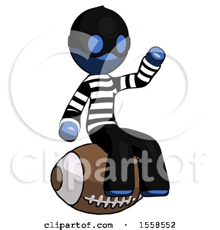 Blue Thief Man Sitting on Giant Football by Leo Blanchette