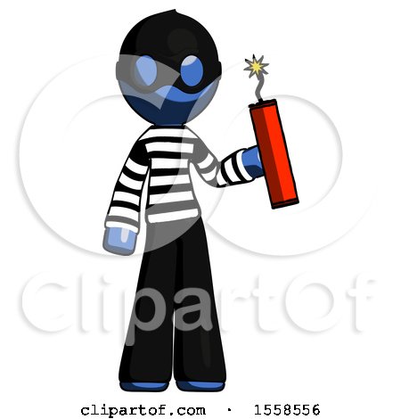 Blue Thief Man Holding Dynamite with Fuse Lit by Leo Blanchette