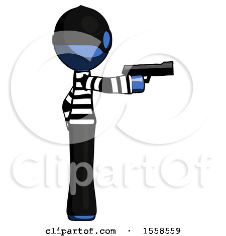 Blue Thief Man Firing a Handgun by Leo Blanchette