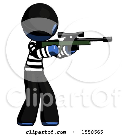 Blue Thief Man Shooting Sniper Rifle by Leo Blanchette