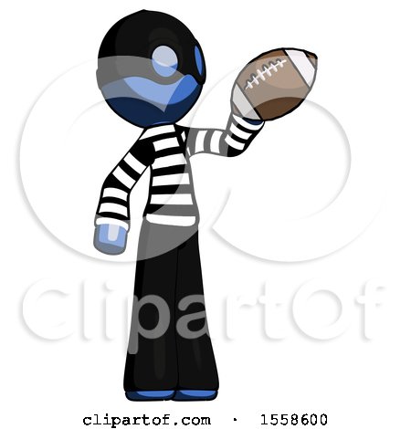 Blue Thief Man Holding Football up by Leo Blanchette