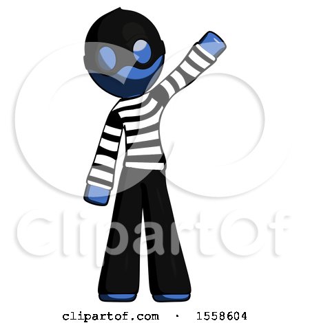Blue Thief Man Waving Emphatically with Left Arm by Leo Blanchette