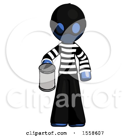 Blue Thief Man Begger Holding Can Begging or Asking for Charity by Leo Blanchette