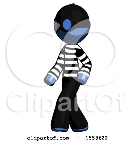 Blue Thief Man Man Walking Turned Left Front View by Leo Blanchette