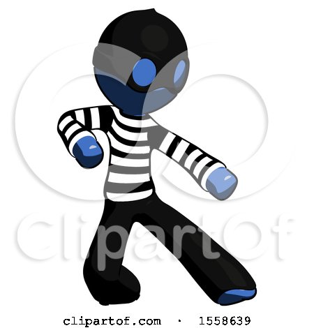 Blue Thief Man Karate Defense Pose Right by Leo Blanchette