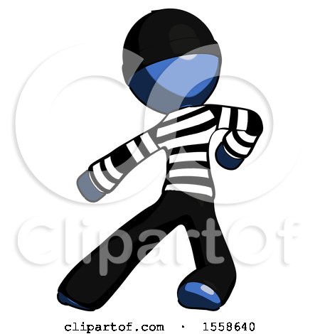 Blue Thief Man Karate Defense Pose Left by Leo Blanchette