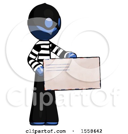 Blue Thief Man Presenting Large Envelope by Leo Blanchette