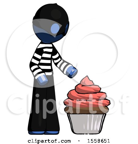 Blue Thief Man with Giant Cupcake Dessert by Leo Blanchette