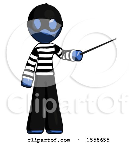 Blue Thief Man Teacher or Conductor with Stick or Baton Directing by Leo Blanchette